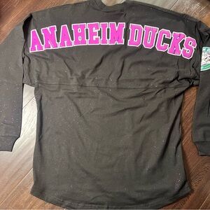 Anaheim Ducks Spirit Jersey Sparkle Crew Neck Shirt Women Size Small
